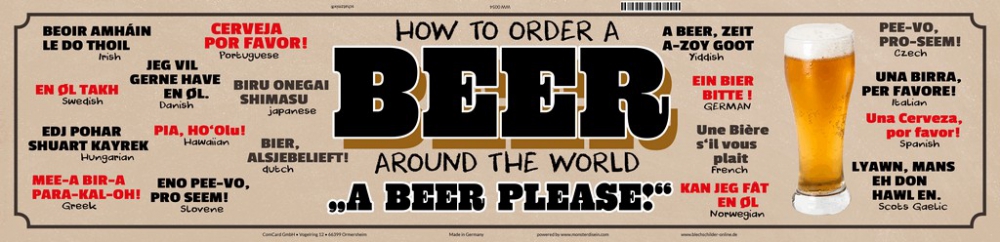 Bild 1 von Strassenschild - HOW TO ORDER A BEER AROUND THE WORLD