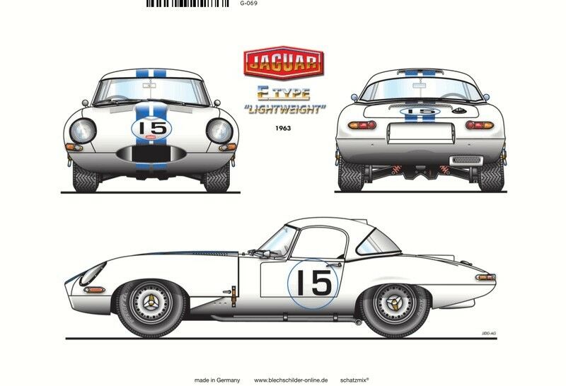 Bild 1 von Blechschild - JAGUAR E TYPE LIGHTWEIGHT