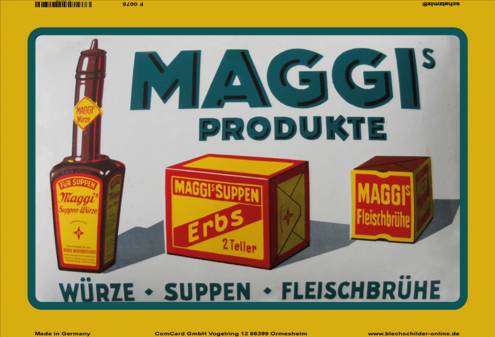 Bild 1 von Blechschild - MAGGI PRODUKTE - WÜRZE-SUPPEN-FLEISCHBRÜHE