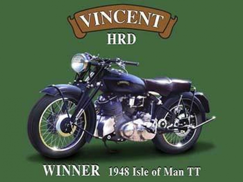 Bild 1 von Blechschild-VINCENT HRD WINNER 1948 ISLE OF MAN TT- in 3 versch. Grössen