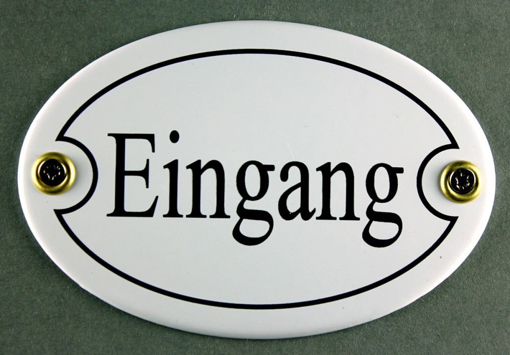 Bild 1 von Emailleschild oval weiss - EINGANG