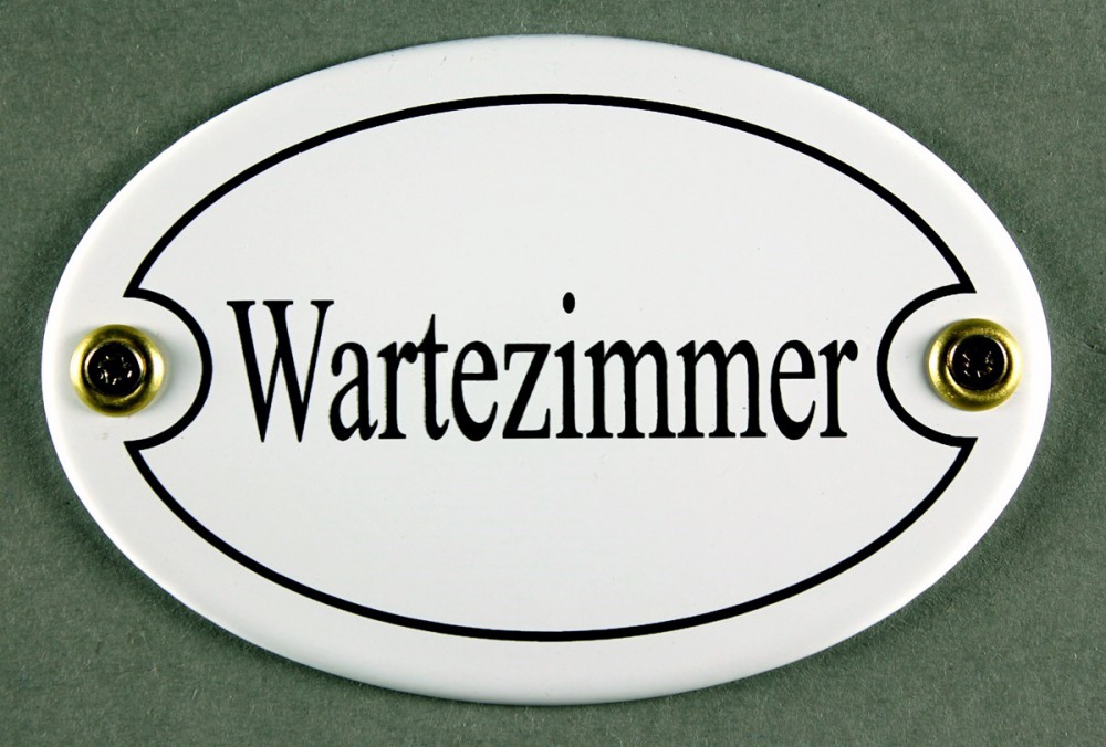 Bild 1 von Emailleschild oval weiss - WARTEZIMMER