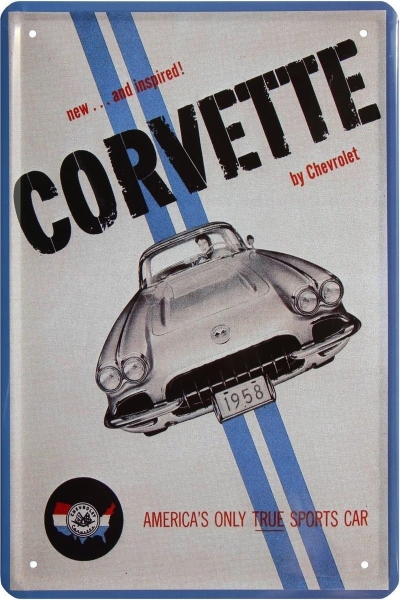 Bild 1 von Blechschild - CORVETTE 1958 CULT AUTO