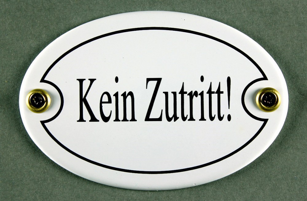 Bild 1 von Emailleschild oval weiss - KEIN ZUTRITT