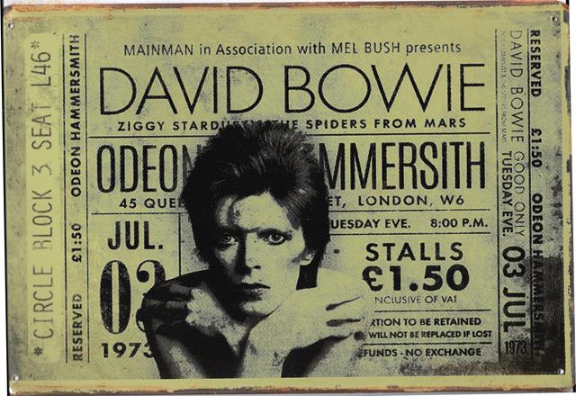 Bild 1 von Rusty Blechschild -DAVID BOWIE ODEAN HAMMSERDS. TICKET-lieferbar in 3 versch. Grössen