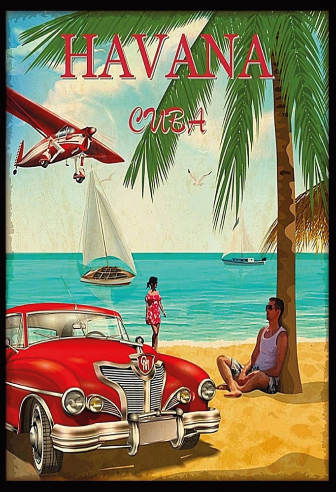Bild 1 von Blechschild - HAVANA- CUBA - STRAND - AUTO - FLUGZEUG - SCHIFF