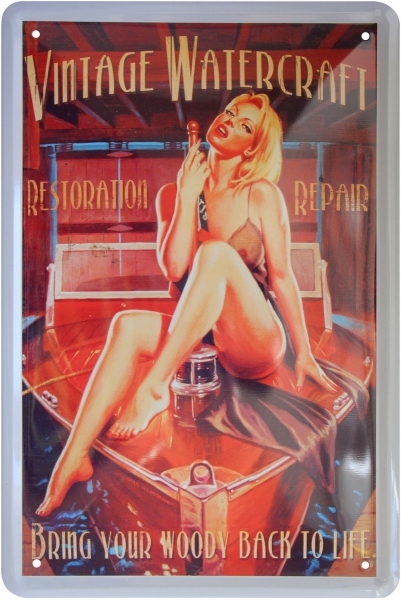 Bild 1 von Blechschild - VINTAGE WATERCRAFT SEXY PIN UP GIRL