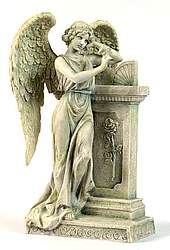 Bild 1 von Bronzefigur - GRABENGEL LEHNT AUF GRABSTEIN-FLÜGEL GESPREIZT