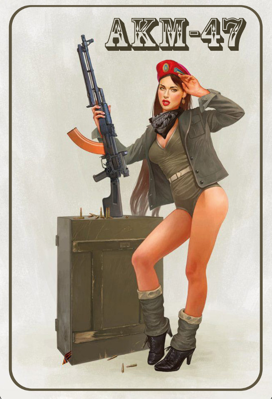 Bild 1 von Blechschild - AKM-47 MILITARY GIRL MIT WAFFE