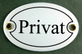 Emailleschild oval weiss - PRIVAT