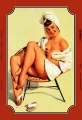 Blechschild - PIN UP GIRL MIT BADEMANTEL