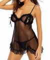 NYLON-BABYDOLL OUVERT + STRING