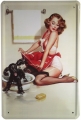 Blechschild - PIN UP GIRL MIT HUND