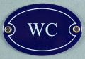 Emailleschild oval blau - WC