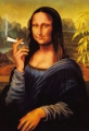 Blechschild - MONA LISA MIT JOINT CANNABIS