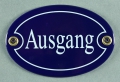 Emailleschild oval blau - AUSGANG