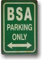 Rsty Blechschild - BSA - PARKING ONLY - GRÜN