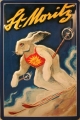 Nostalgie Blechschild - ST. MORITZ - SKI HASE