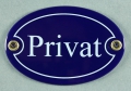 Emailleschild oval blau - PRIVAT