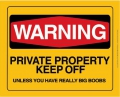 Blechschild - WARNING PRIVATE PROPERTY - gelb