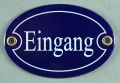 Emailleschild oval blau - EINGANG