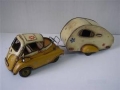 Nostalgie Blchminiatur - BMW ISETTA KABINENROLLER MIT WOHNWAGEN
