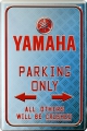 Blechschild - YAMAHA - PARKING ONLY - ALL OTHERS