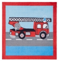 Kinder Teppich Softvelours - FEUERWEHR - 100 X 100 CM