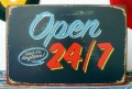 Blechschild - OPEN 24/7 BLAU