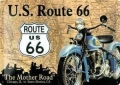 Nostalgie Blechschild - ROUTE 66 MIT MOTORRAD