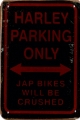 Rusty Metall Blechschild - HARLEY PARKING ONLY-jap bikes