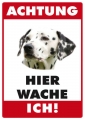 Blechschildkarte-HUNDE-DALMATINER-ACHTUNG-HIER WACHE ICH