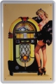 Blechschild - SEXY PIN UP GIRL VOR JUKEBOX