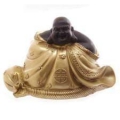 CHIN. BUDDHA MIT ROBE-GOLD & BRAUN