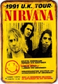 Rusty Blechschildkarte - NIRVANA - 1991 U.K.TOUR
