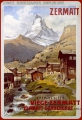 Blechschild - ZERMATT - DORF AM BERG