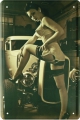 Blechschild - SEXY GIRL IN STRAPSEN BEI AUTO