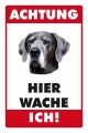 Bkechschildkarte-HUNDE-DOGGE-ACHTUNG-HIER WACHE ICH