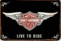 Rusty Metall Blechschild - HARLEY DAVIDSON-LIVE TO RIDE - 20 X 30 CM