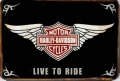 Rusty Metall Blechschildkarte - HARLEY DAVIDSON LIVE TO RIDE - 11X16 CM