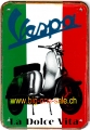 Rusty Blechschildkarte - VESPA - LA DOLCE VITA