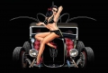 Blechschild - PINUP GIRL MIT HOTROD CAR