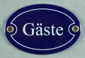 Emailleschild oval blau - GÄSTE