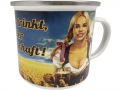 Bild 1 von Emaille Tasse - WER BIER TRINKT HILFT MIT DIRNDL PIN UP