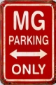 Rusty Metall Blechschildkarte - MG PARKING ONLY - 11 X 16 CM