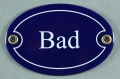 Emailleschild oval blau - BAD