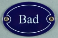 Emailleschild oval blau - BAD